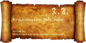Krajcsovics Nándor névjegykártya